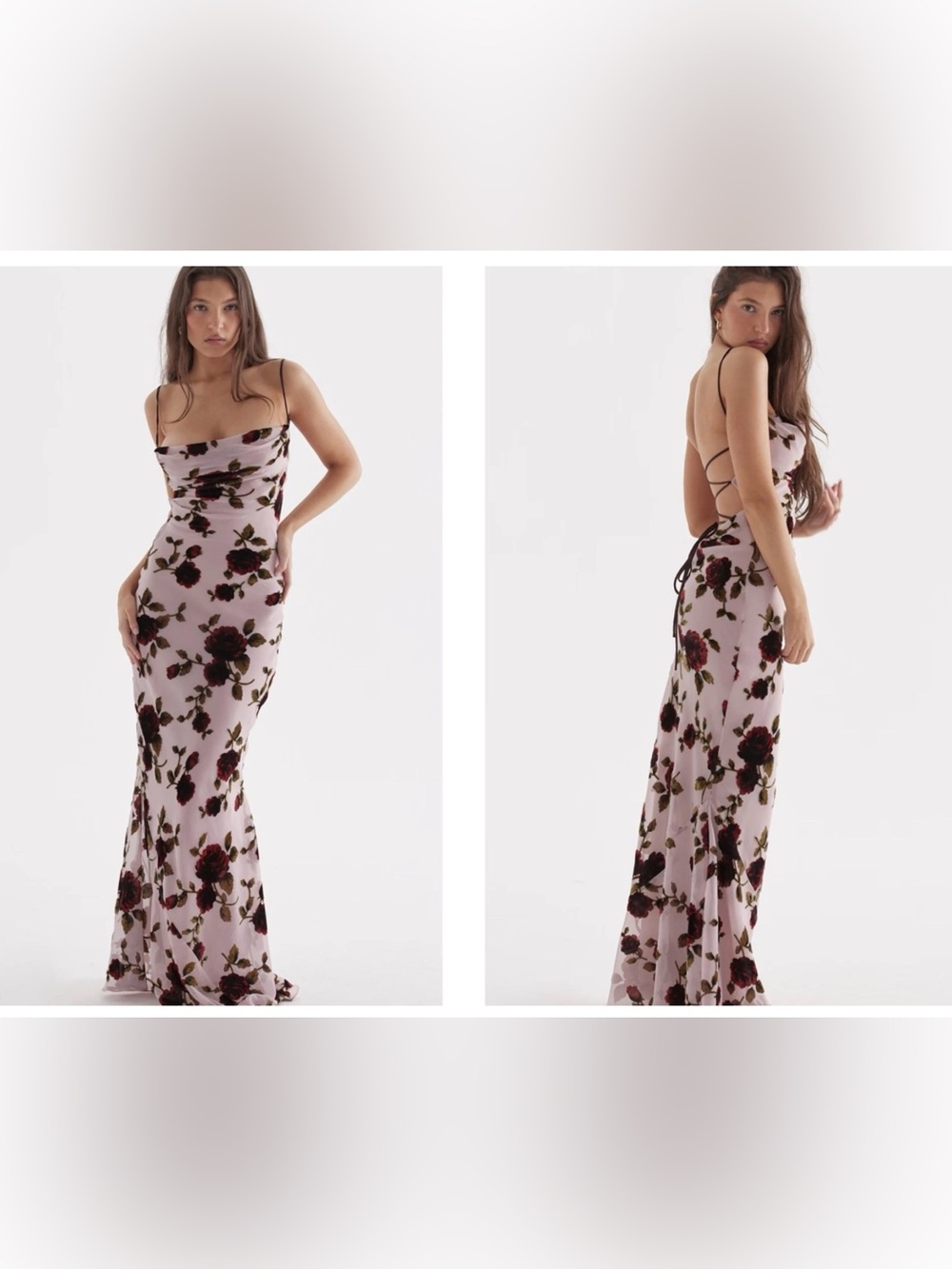 HOUSE OF CB Serena Floral Velvet Burnout Maxi Dress Size S